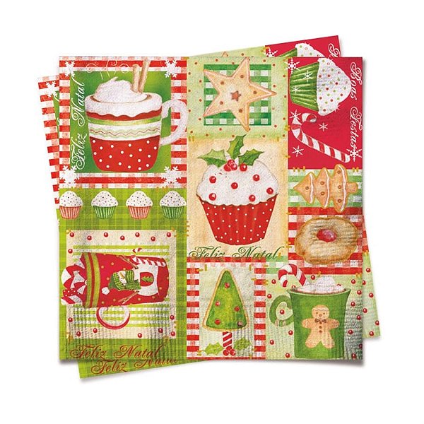 Guardanapo de Natal Doces Natal 32,5X32,5cm (Guardanapo de Natal s) com 20 Folhas