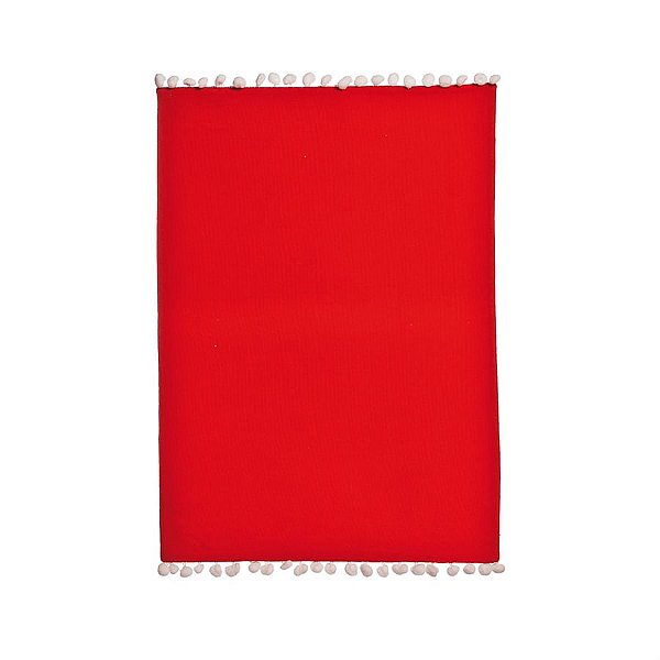 Jogo Americano Pompom Vermelho e Branca 35X50 cm