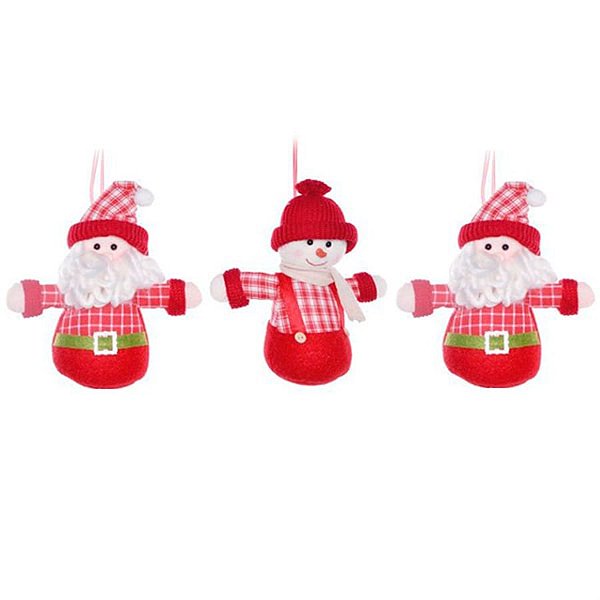 Mini Boneco Noel e Boneco de Neve Vermelho e Verde Bandeira (Cinnamon) - 1 Un