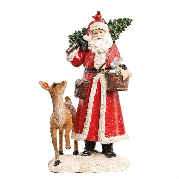 Papai Noel com Pinheiro e Animais Colorido (Santa Claus)