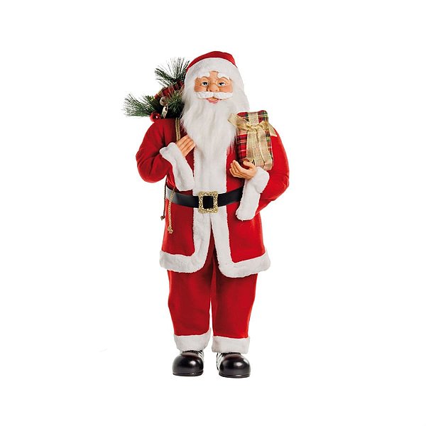 Boneco de Papai Noel em Pé Segurando Presente Vermelho 90cm de 90cm