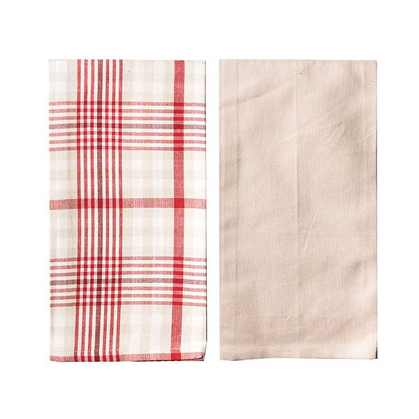 Pano de Prata Country Vermelho e Branco 50X70cm (Homemade) - 2 Peças