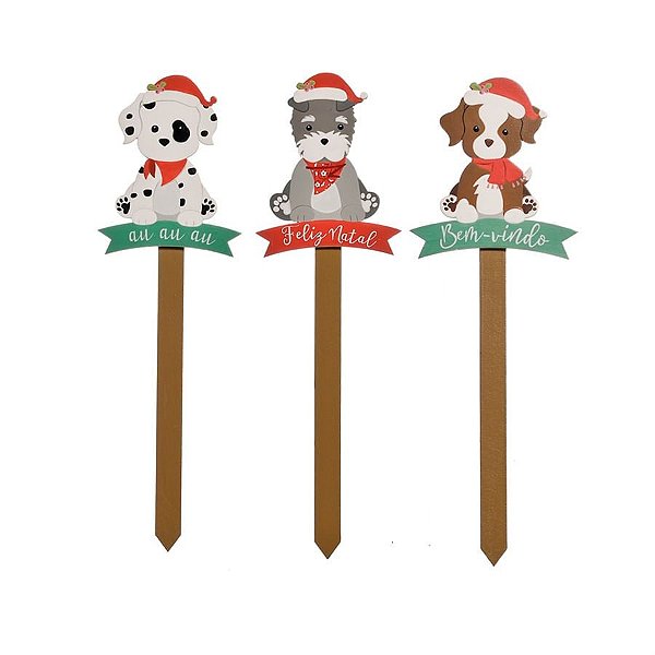 Natal Pet - Pick Cachorrinhos Colorido - 3 Peças
