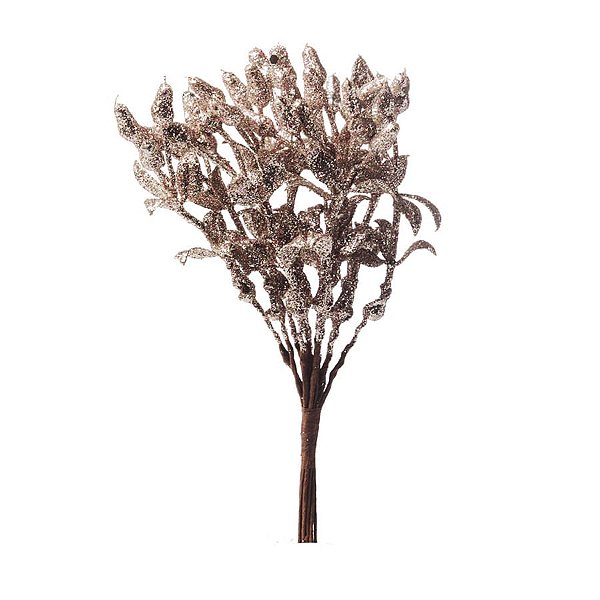 Pick com Folhagem Glitter Nude (Galhos Curtos) - 1 Un