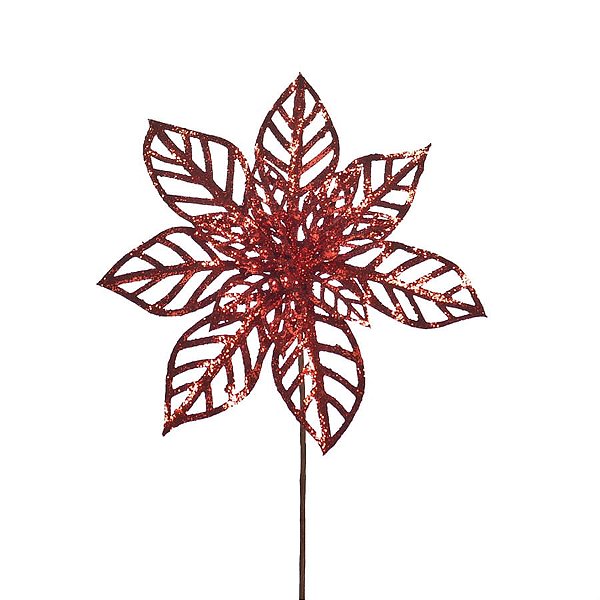 Poinsettia 14 Pétalas Vazadas Vermelho 20cm - 6 Un