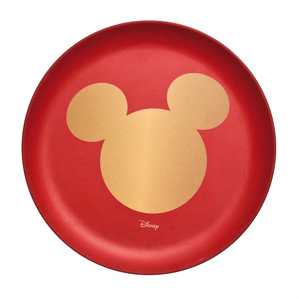 Natal Disney - Prato de Sobremesa Disney Classic Vermelho e Ouro - 1 Un