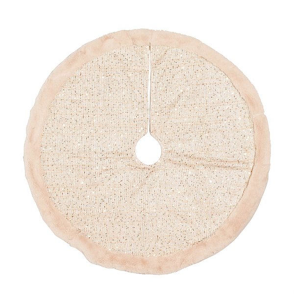 Saia de Árvore de Natal com Borda de Pelúcia Ouro (Sparkling)