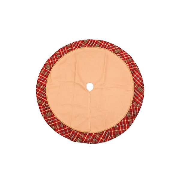 Saia Xadrez Veludo Marfim e Vermelho 75 cm (Saias e Acessórios)