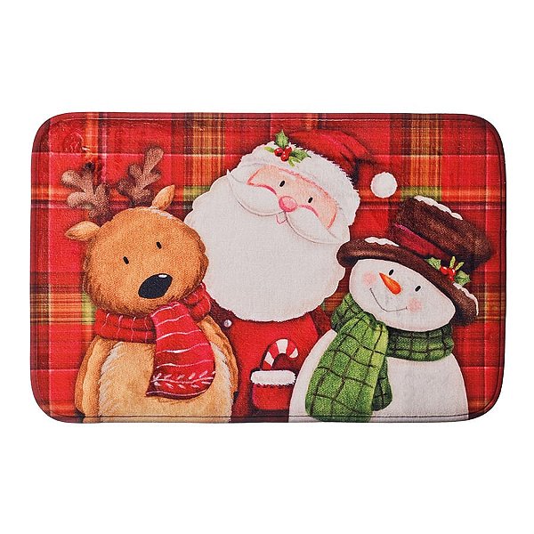 Tapete de Natal Xadrez Branco e Vermelho
