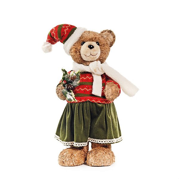 Ursa Crespinha com Saia e Gorro Vermelho e Verde Bandeira (Tender Winter)