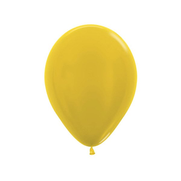 Balão Látex Metal Amarelo 5" / 13cm - 50 Un