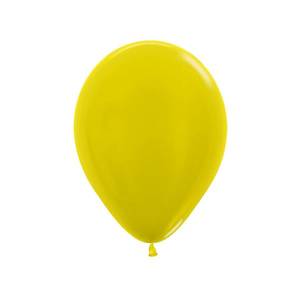 Balão Látex Metal Amarelo 12" / 30cm - 50 Un