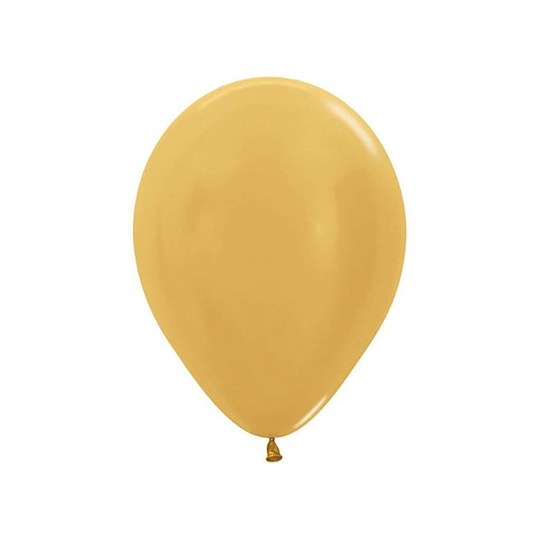 Balão Látex Metal Dourado 12" / 30cm - 50 Un