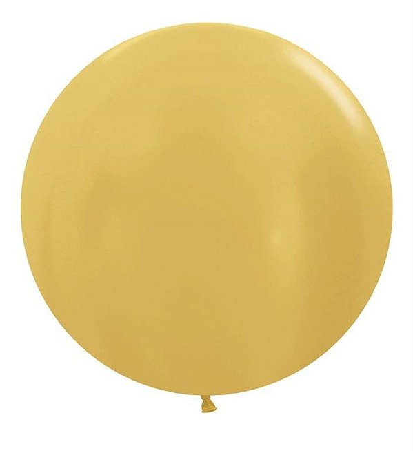 Balão Gigante Látex Metal Dourado 24" / 60cm - 3 Un