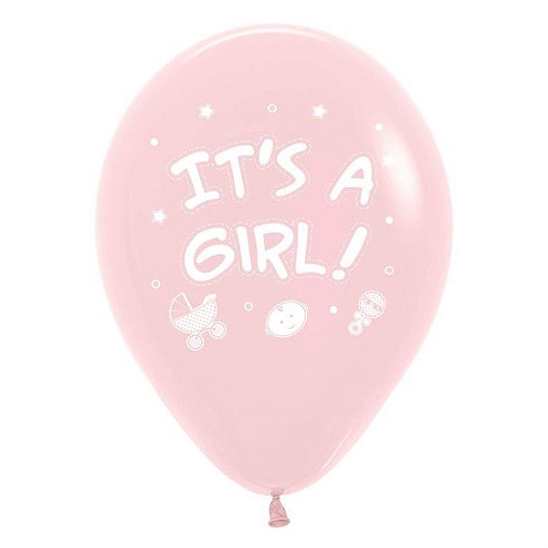Balão Látex Impressão 2 Lados Fashion It'S A Girl Rosa 12" / 30cm - 50 Un