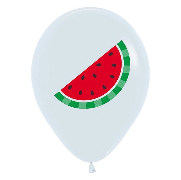 Balão Látex Impressão 2 Lados Fashion Branco Melancia 12" / 30cm - 12 Un
