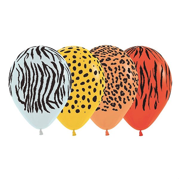 Balão Látex Impressão 360 Fashion Selva Sortido 12" / 30cm - 12 Un