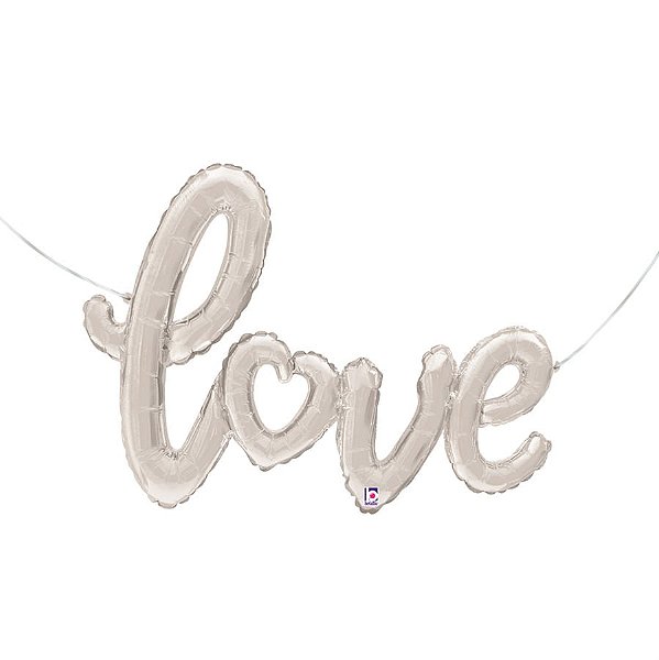 Balão Metalizado Love Script Prata 47'' / 119cm