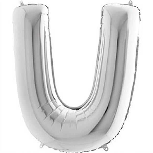 Balão Metalizado Letra U Prata 40'' / 101cm