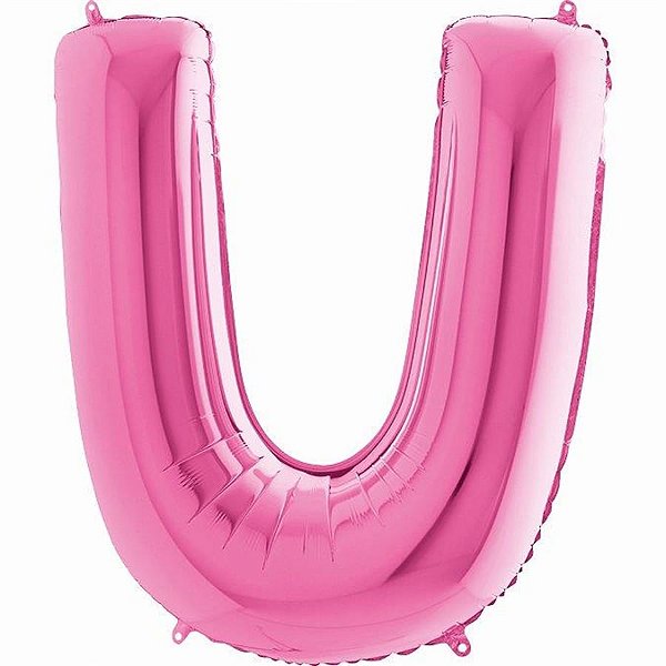 Balão Metalizado Letra U Pink 40'' / 101cm