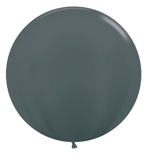 Balão Gigante Látex Metal Grafite 24" / 60cm - 3 Un