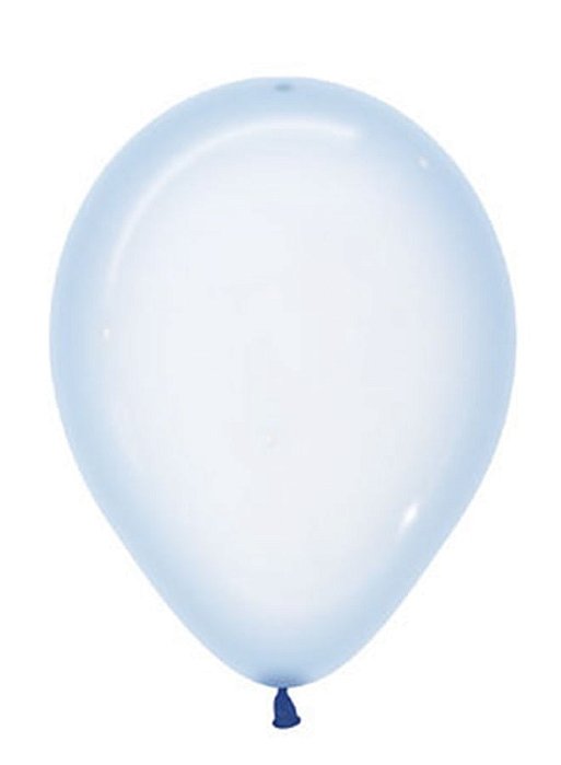 Balão Látex Cristal Pastel Azul 12" / 30cm - 50 Un