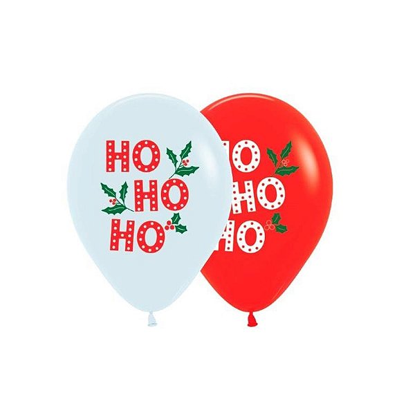 Balão Látex Impressão 2 Lados Fashion Composê Ho Ho Ho 12" / 30cm - 50 Un