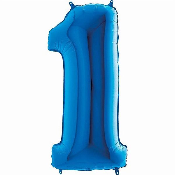 Balão Metalizado Número 1 Azul 40'' / 101cm