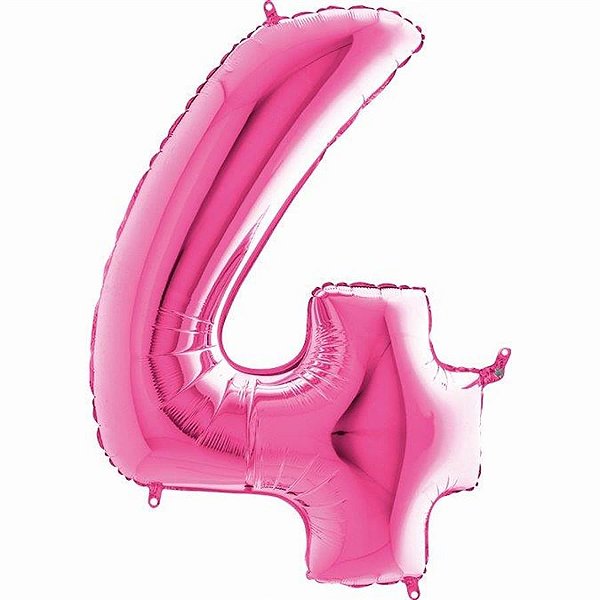 Balão Metalizado Número 4 Pink 40'' / 101cm