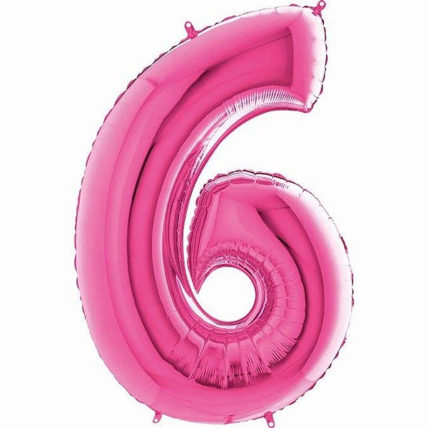 Balão Metalizado Número 6 Pink 40'' / 101cm