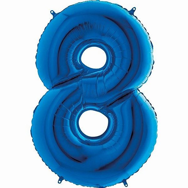 Balão Metalizado Número 8 Azul 40'' / 101cm