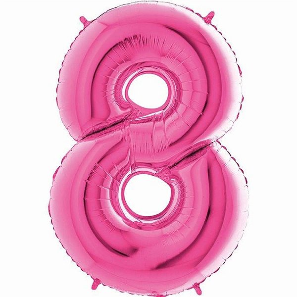 Balão Metalizado Número 8 Pink 40'' / 101cm