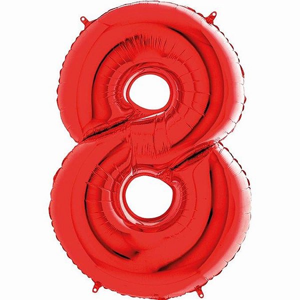 Balão Metalizado Número 8 Vermelho 40'' / 101cm