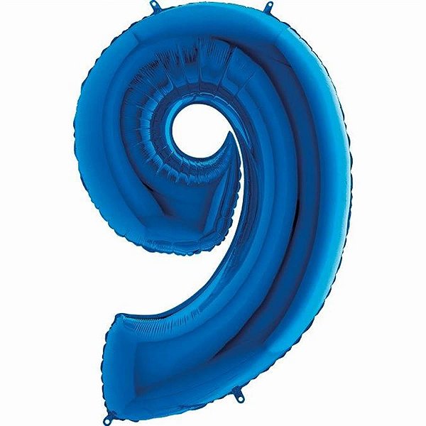 Balão Metalizado Número 9 Azul 40'' / 101cm