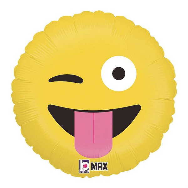 Balão Metalizado Redondo Emoji Maluco 18" / 45cm
