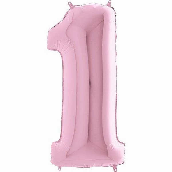Balão Metalizado Número 1 Pink Pastel 40'' / 101cm