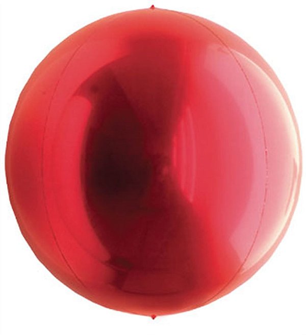 Balão Metalizado Redondo Esfera Vermelho 24'' / 60cm