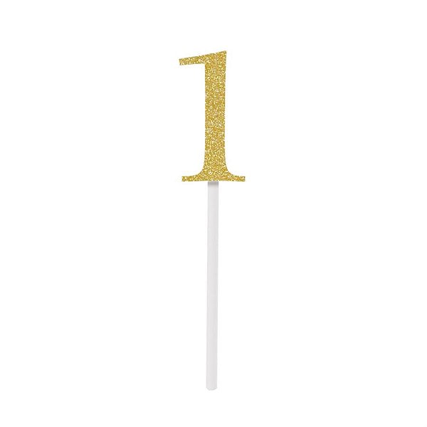 Topo de Bolo Espeto Número 1 Dourado