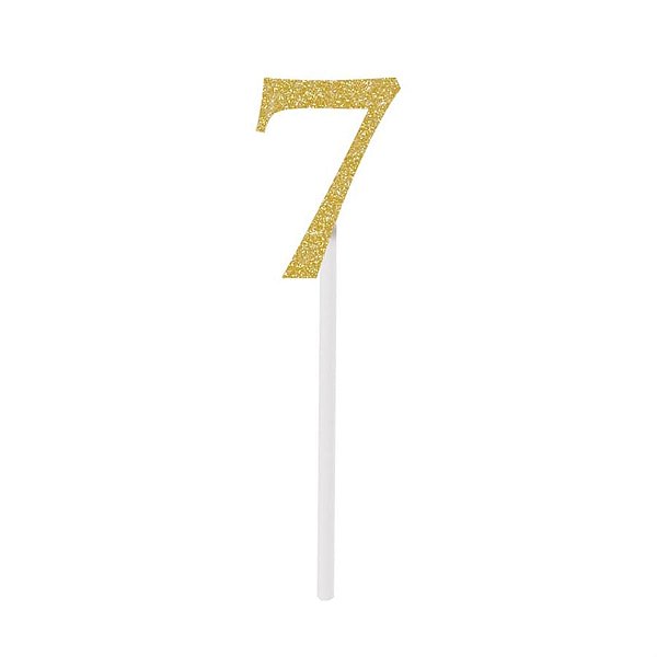 Topo de Bolo Espeto Número 7 Dourado