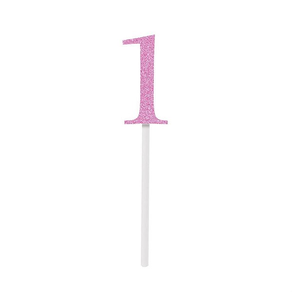Topo de Bolo Espeto Número 1 Rosa