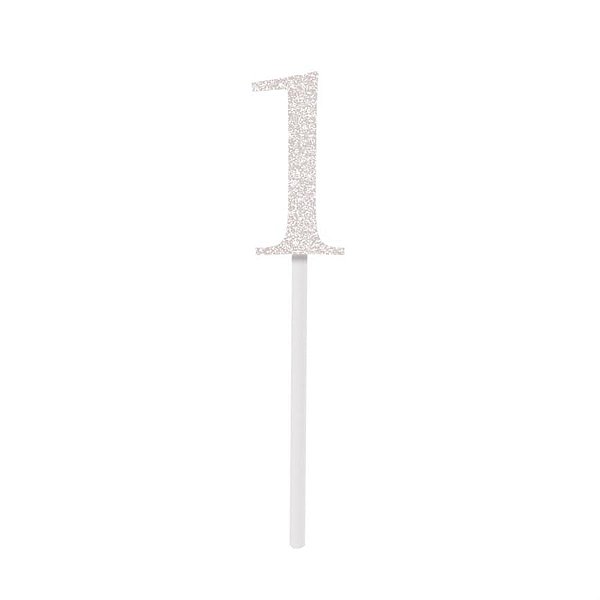 Topo de Bolo Espeto Número 1 Branco