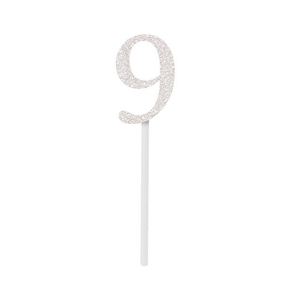 Topo de Bolo Espeto Número 9 Branco