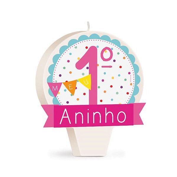Vela Especial Redonda Meu 1º Aninho Rosa