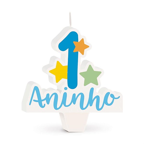 Cromus - Vela Especial 1° Aninho Estrelas Azul - 1 unidade