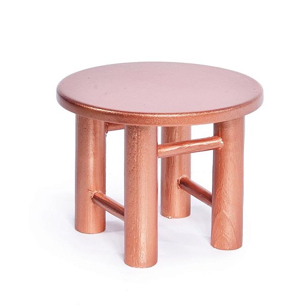 Banco Redondo Metalizada Rosê Gold Médio 15x15x12