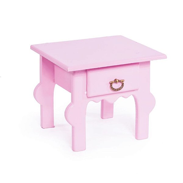 Criado Colonial Baixo com 1 Gaveta Rosa 16x14x13,5