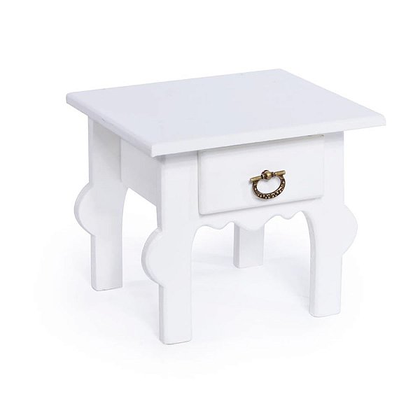 Criado Colonial Baixo com 1 Gaveta Branca 16x14x13,5