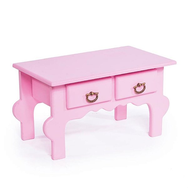 Criado Colonial Baixo com 2 Gaveta Rosa 24,5x14x14