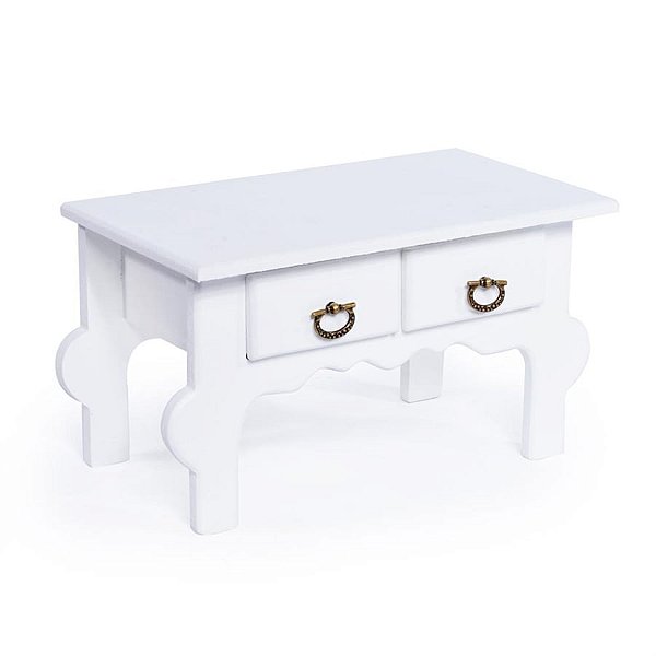 Criado Colonial Baixo com 2 Gaveta Branca 24,5x14x14