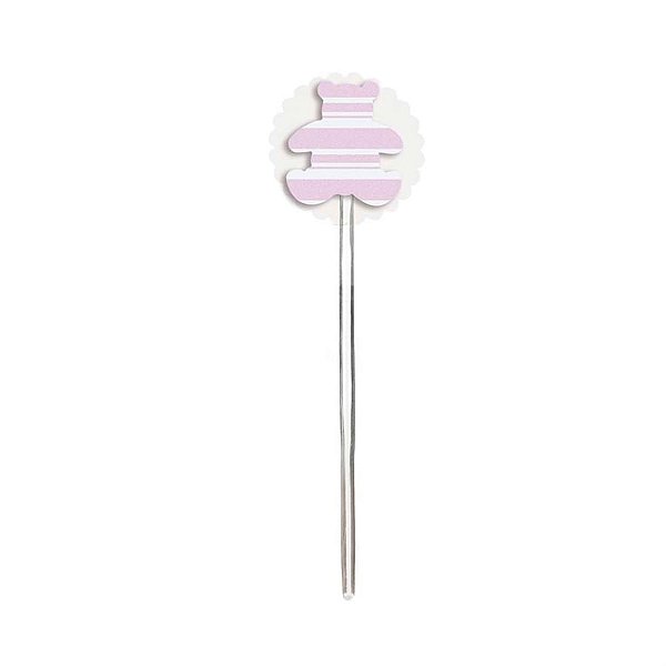 Pick para Docinhos com Ursinho Rosa Branca - 24 Peças